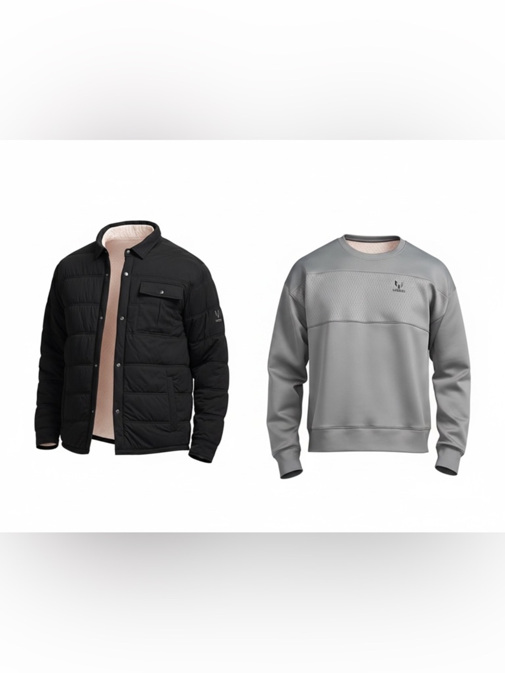 Messi Mens Crewneck + Black Puffer Jacket L Athletic Streetwear Set